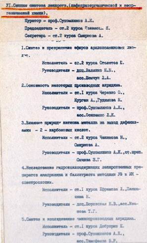 Програма студентської наукової конференції (секція синтезу), 1980 р., голова секції  - проф. Сухомлинов А.К.